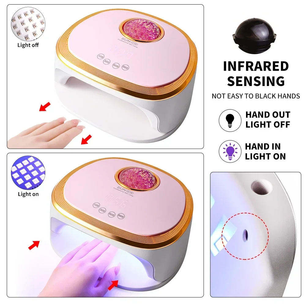 45LEDS Nagellamp Droger UV Licht Stromend Zand Fonkelend Poeder Voor UV Gel Polish Drogen Professionele Nagels Gel Lichtapparatuur