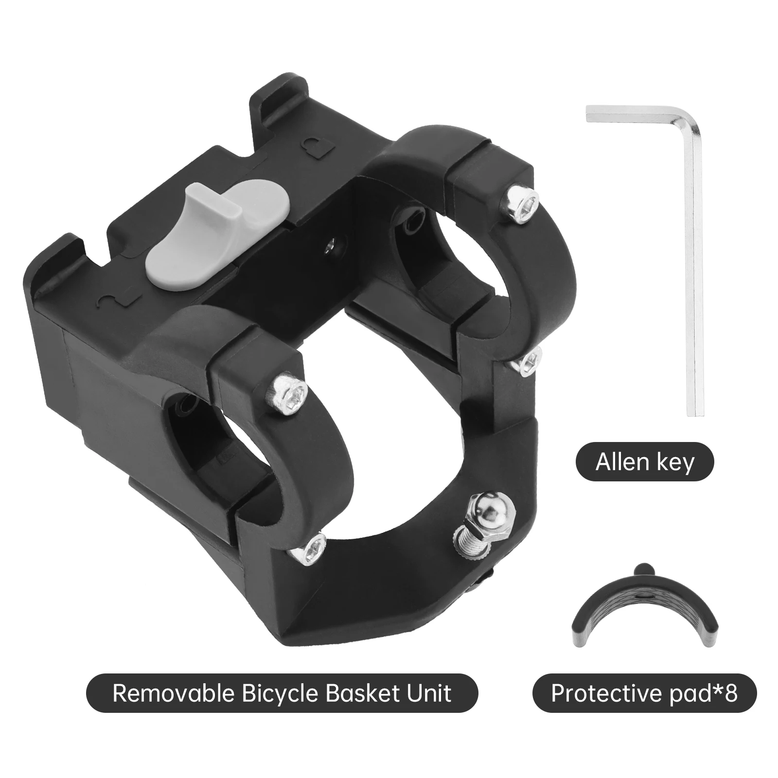 Locking Hook Quick Unlock Folding Bike Basket Holder for Bicycle Fold Bags with Installation Wrench