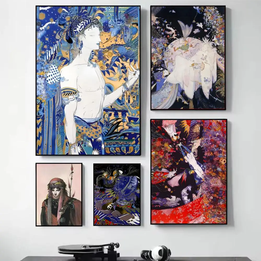 Japanese Painter Y-Yoshitaka Amano Poster High-definition Art Sticker Self Adhesive Waterproof Home Decoration For Living Room
