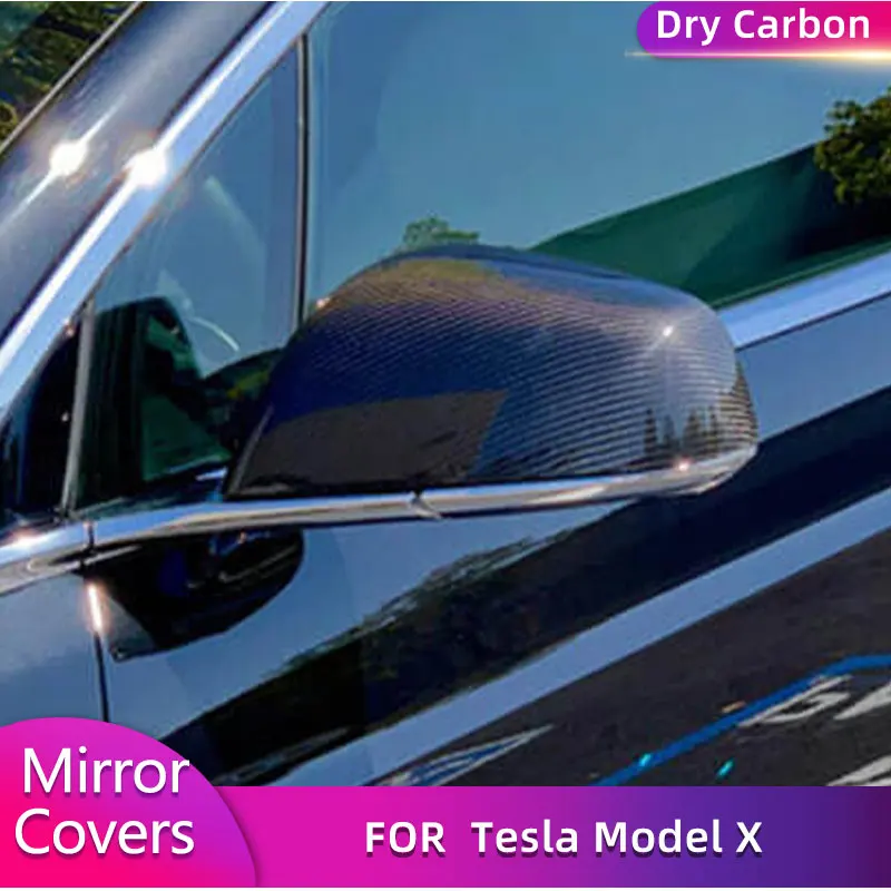 Prepreg Dry Carbon Rear View Mirror Cover Caps for Tesla Model X 2016-2022 Add On Car Racing Side Mirror Caps Shell US Stock