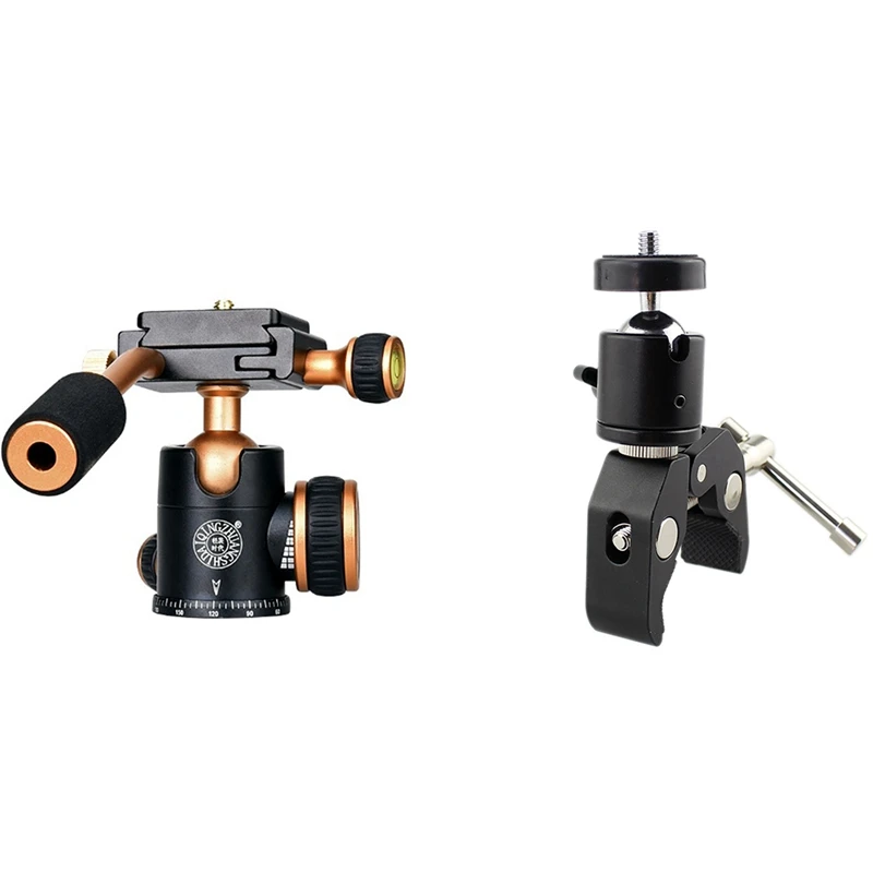 

Q160 Professional Travel Camera Tripod Ball Head Handle Pan Head With DSLR Ball Head Shoe Mount Camera Ball Mount Clamp