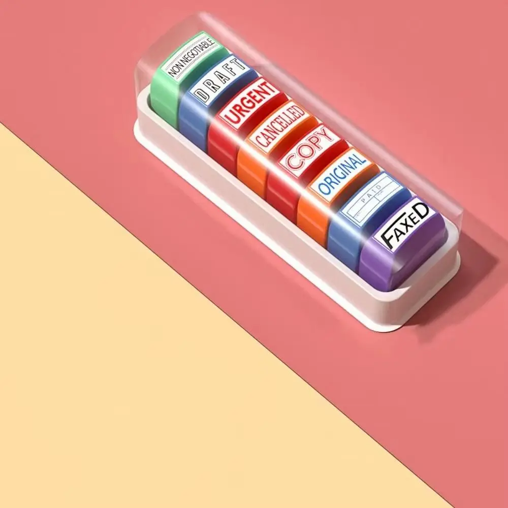 5/8Pcs Creative Teacher's Review Seal Colorful Educational Auto-Refilling Stamp Automatic Inking Cartoon Classroom Teacher Stamp