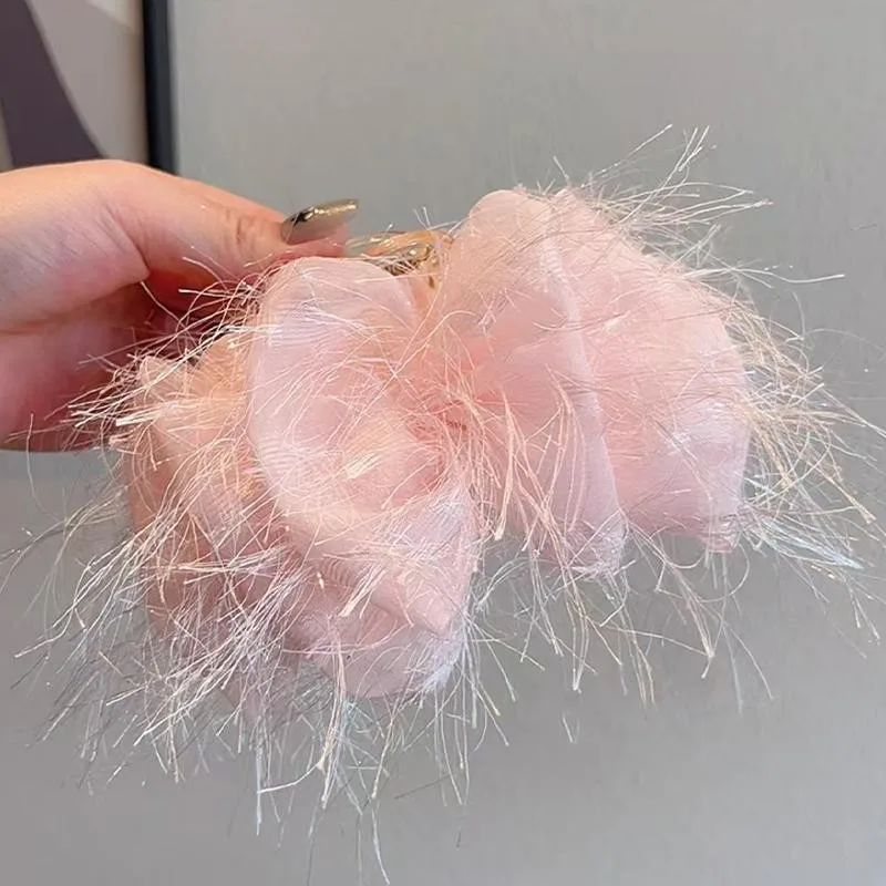 13 سنتيمتر مزاجه أنيقة ريشة شرابة مشبك شعر للمرأة فقاعة القرش كليب المألوف الفتاة الخلفي رئيس الشعر المشبك الشعر الوصول