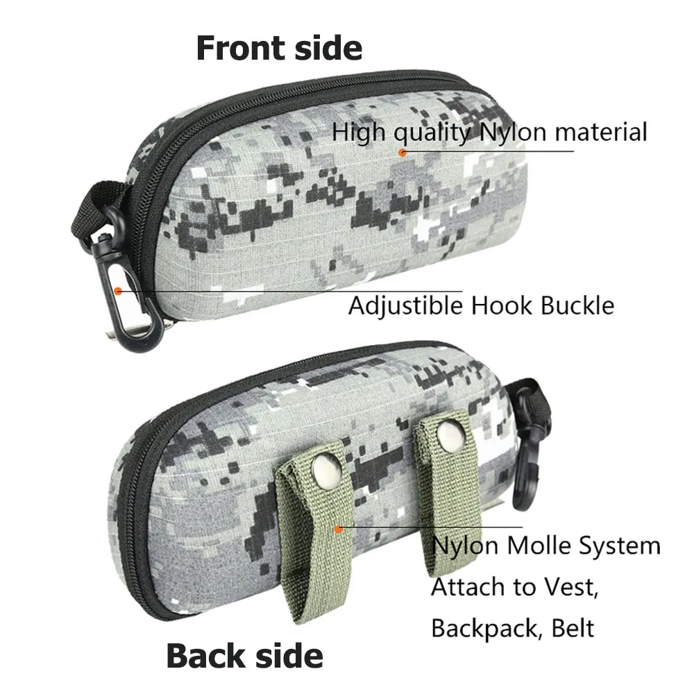 Portable Tactical Camouflage Molle Sunglasses Box EVA Zipper Goggle Box Glasses Storage Case Outdoor EDC Eyewear Accessory Bag