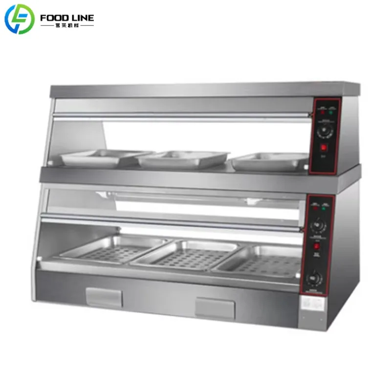 

Customized Commercial Grade Fried Chicken Display Cabinet with Food Warmer Heating System