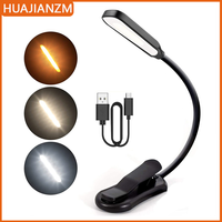 7 LED Book Light USB Rechargeable Reading Light 3-Level Warm Cool White Daylight Portable Flexible Easy Clip Night Reading Lamp