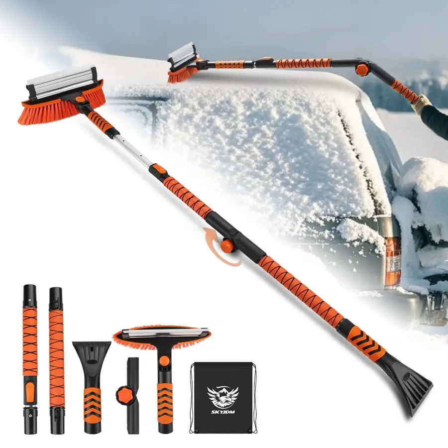 

Foldable Snow Brush and Ice Scrapers for Car Windshield, Adjustable amp Extendable Ice Removal Tool with NonSlip Foam Grip, 180