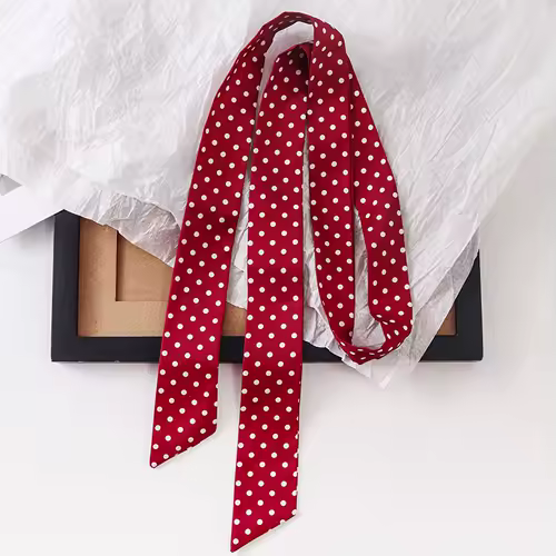 Women Narrow Long Scarf 150x4cm Polka Dot Tie Bag Ribbon Headband Choker Streamer Lady Accessories - Image 10