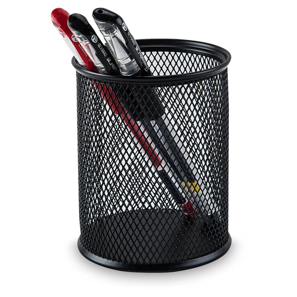 Black Metal Mesh Pen Holder Multifunctional Office Supplies Storage Bucket Bathroom Waterproof Mini Storage Bucket