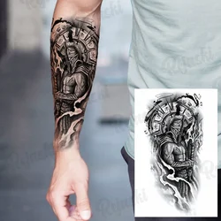 Tatuajes temporales de brújula de caballero grande para hombres y mujeres, pegatina de tatuaje falso aterrador, águila realista, dragón, León, Tigre, tatuajes corporales de brazo