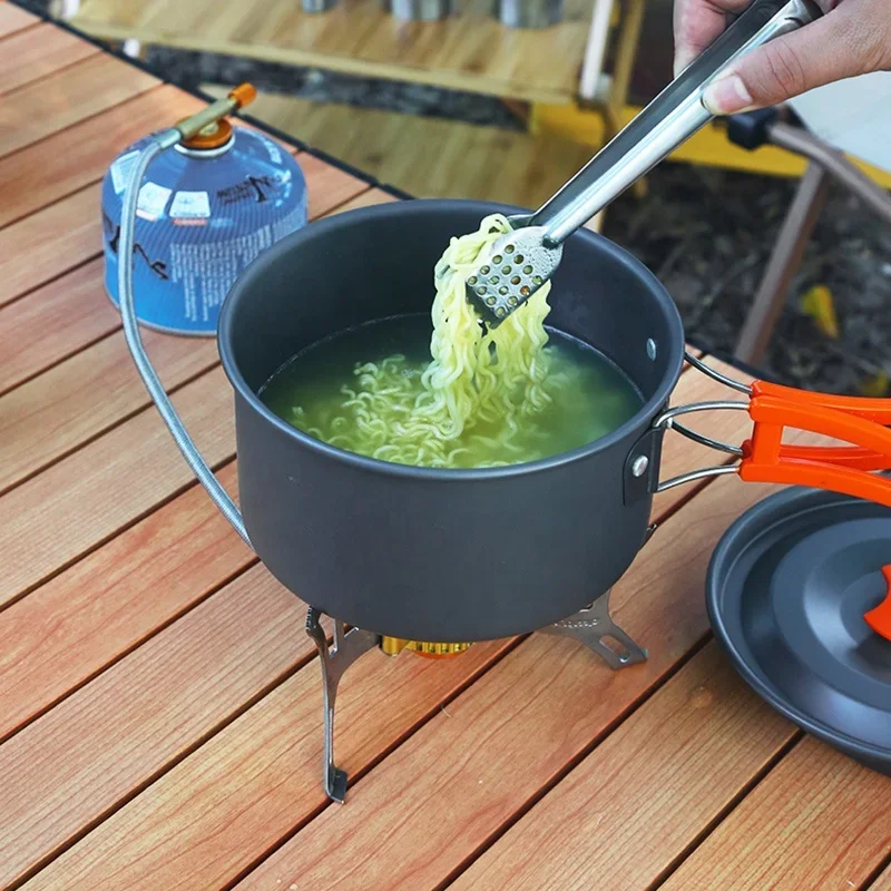 Em estoque leve portátil acampamento ao ar livre conjunto de cozinha panelas antiaderente pote chaleira conjunto acampamento bagunça kit para caminhadas fogueira