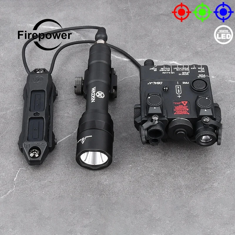 

M600U M300A Tactical Flashlight DBAL Red Green Blue Laser White Light Fit 20mm Picatinny Rail Dual Pressure Switch Hunting Lamp