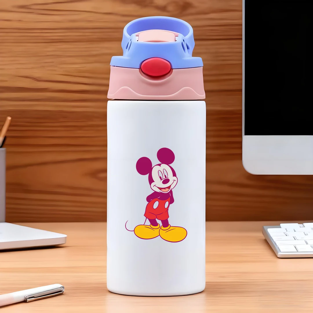 

Disney vacuum cup with classic Mickey Mouse cartoon character purple shorts pink nose 304 stainless steel cartoon straw cu