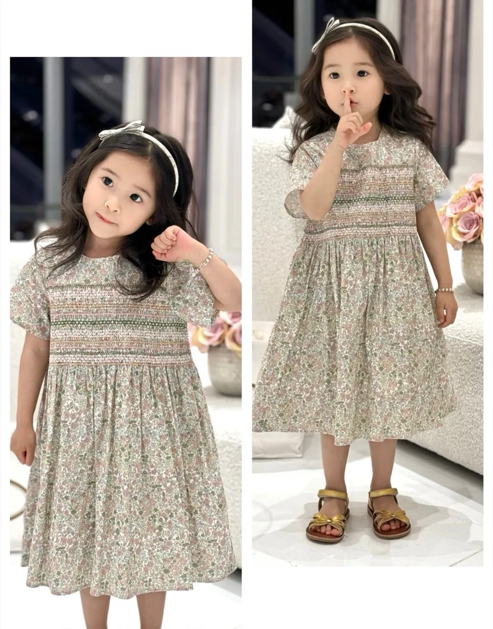 

baby girl clothes girl dress baby spring summer Handmade pleated short sleeved farmer dress sweet clothes