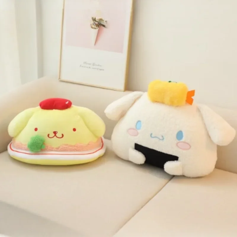 Sanrio Cartoon Cinnamoroll Pompom Purin Rice Ball Miękka pluszowa lalka Zabawka Anime Poduszka do rzucania Dekoracja domu Brithday Prezent świąteczny