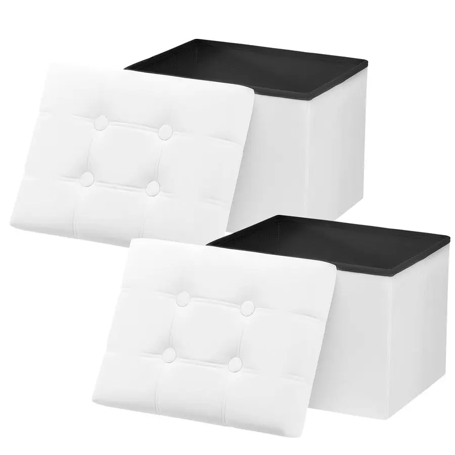 

2 шт. трансформируемые пуфы-табуреты для хранения, 17-дюймовые велюровые табуреты-скамейки, короткие трансформируемые пуфы, маленькие складные пуфы-табуреты для хранения B