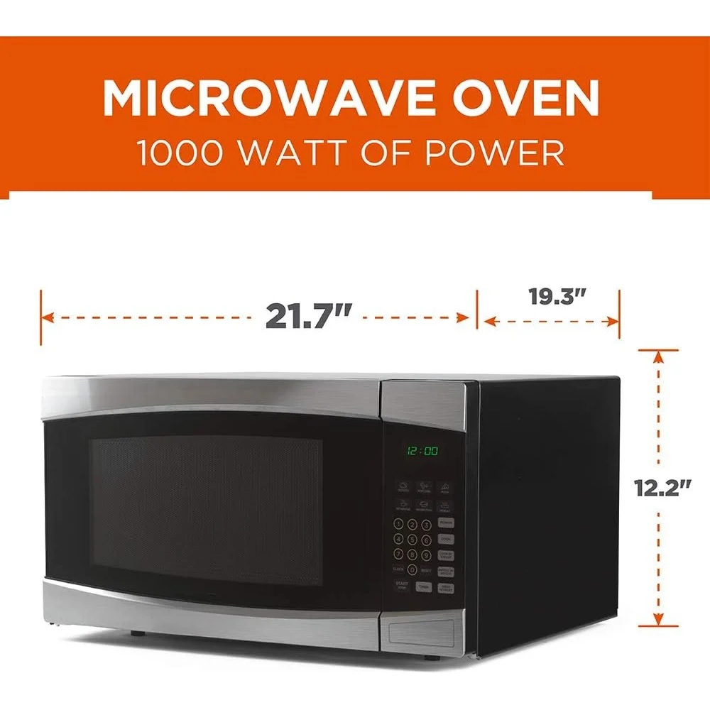 Oven Microwave dengan tombol Popcorn dan meja putar yang dapat dilepas, 10 tingkat daya & 6 preset satu sentuhan mudah, oven Microwave Desktop