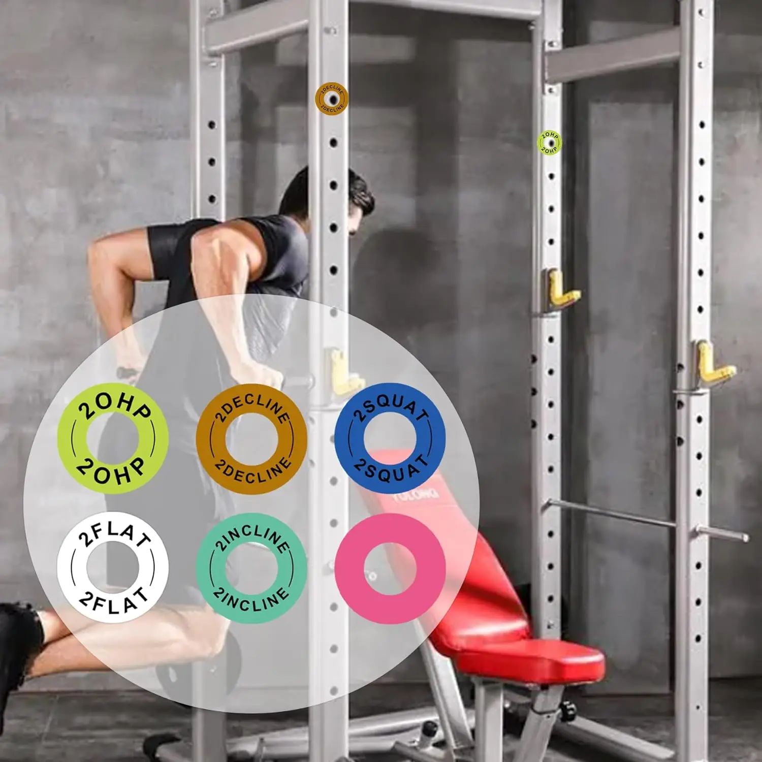 Large Squat Rack Magnetic Position Markers 2inch Power Rack Reminder Labels Squat Rack Magnets Identifier Rings 12Pcs