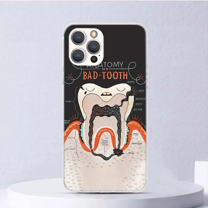 Wisdom Teeth Dentist Tooth Soft Case For iPhone 16 15 Plus 11 12 13 Mini 14 Pro Max Apple Phone Cover X XS XR SE 7 8 SE Coque 11