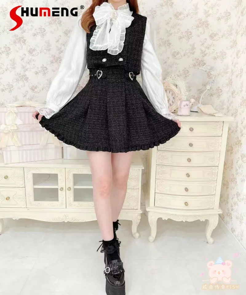 Rojita Sweet Gray Short Skirt for Women 2023 Autumn New Mine Mass-Produced Elegant Rhinestone Love Slim Waist  A- Line Skirts