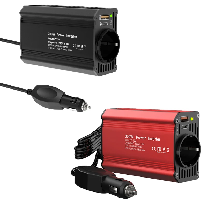 PD65W 300W USB QC 3.0 EU Sockets Car Socket Charger DC 12V To AC 220V Car Inverter with Cigarette Lighter Plug for Road Trips