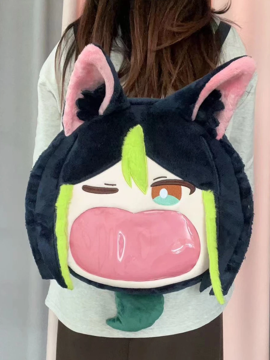 Lovely Tighnari Genshin Impact Cosplay Big Mouth Transparent itabag Student Zipper Backpack Messenger Bags Shoulder Bag Gift