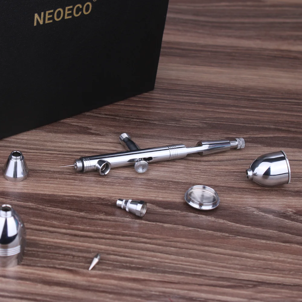 NEOECO NCT-183K Airbrush 2cc/5cc/13cc Detachable Fluid Cups with Hose, 0.3, 0.5, 0.8mm Compression Fit Nozzle Neelde kit