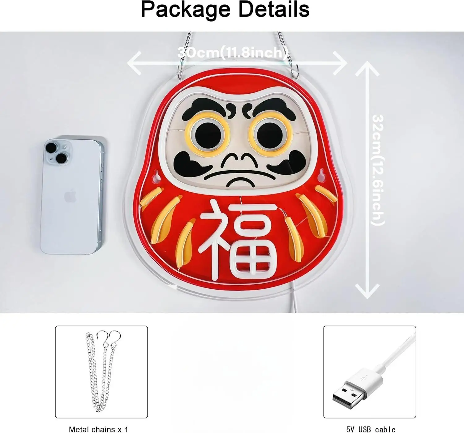 Daruma Neon Sign LED Neon Lights Hanging Wall Art Decoration for Japanese Restaturant Shop Bar Market Bakeries Café Home Decor