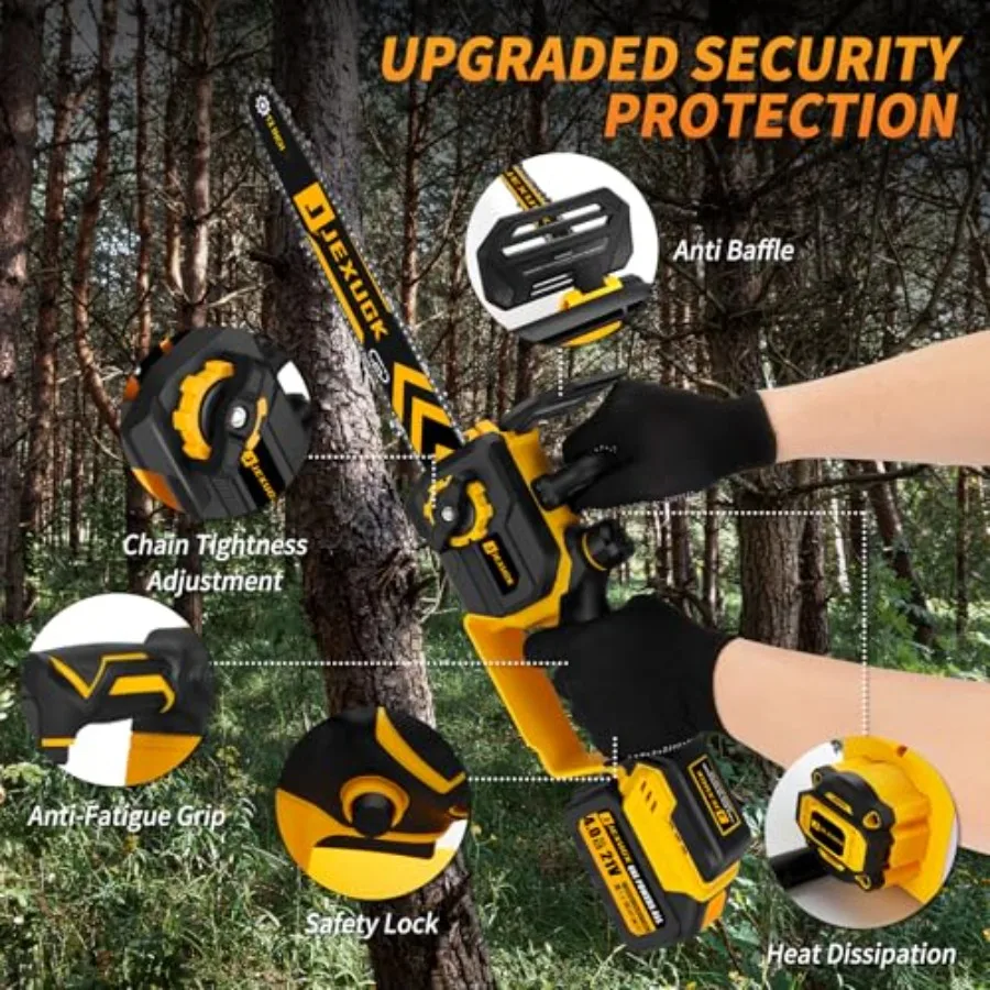 12 Motosierra elettrica portatile portatile a batteria senza spazzole per potatura di alberi da taglio per legno con 2 batterie da 4,0 Ah