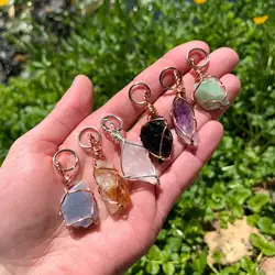 Small Raw Crystal Keychain, Pet Collar Charm, Bag Accessory, natural, crystal on the go, keychain charm, gift ideas, healing