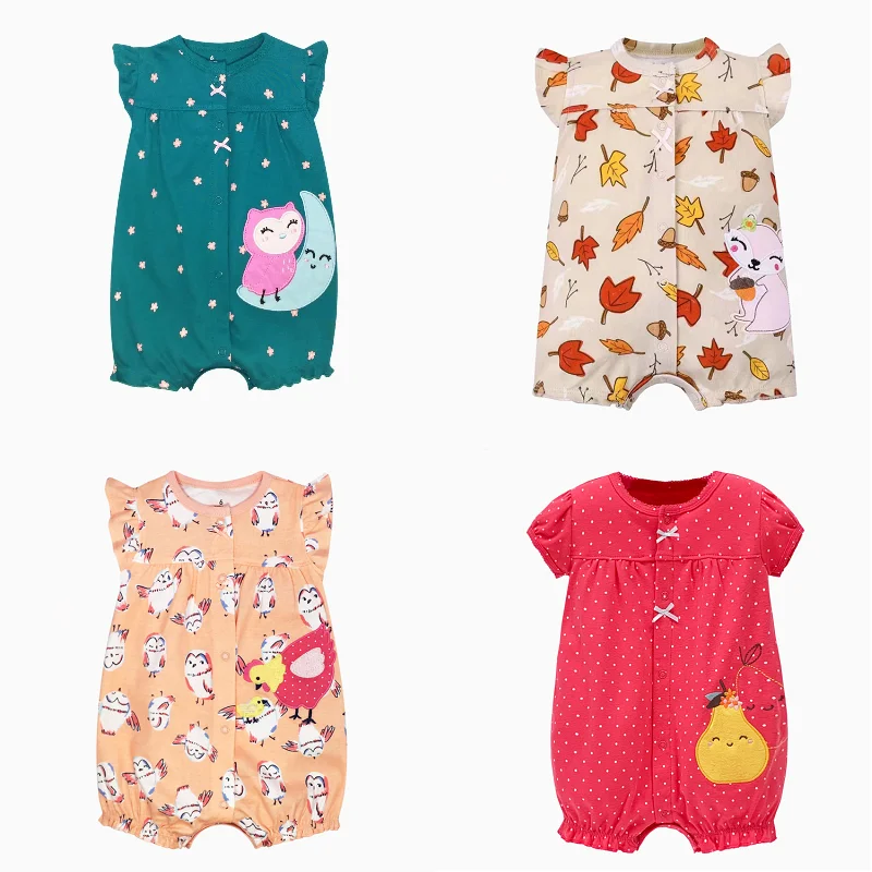 Newborn Baby Girl Clothes Summer Infant Baby Boy Romper Soft Cotton Short-Sleeve Jumpsuit Children Pajamas Toddler Kids Overalls