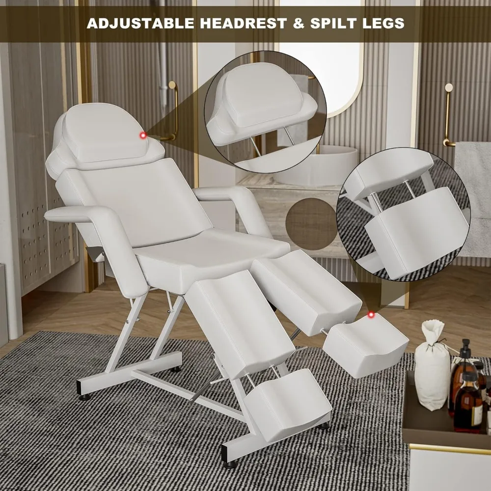 Paddie-Table de tatouage de lit facial multi-usages, 2 pieds fendus réglables, poche de rangement pour EstheImportant Spa Énergie