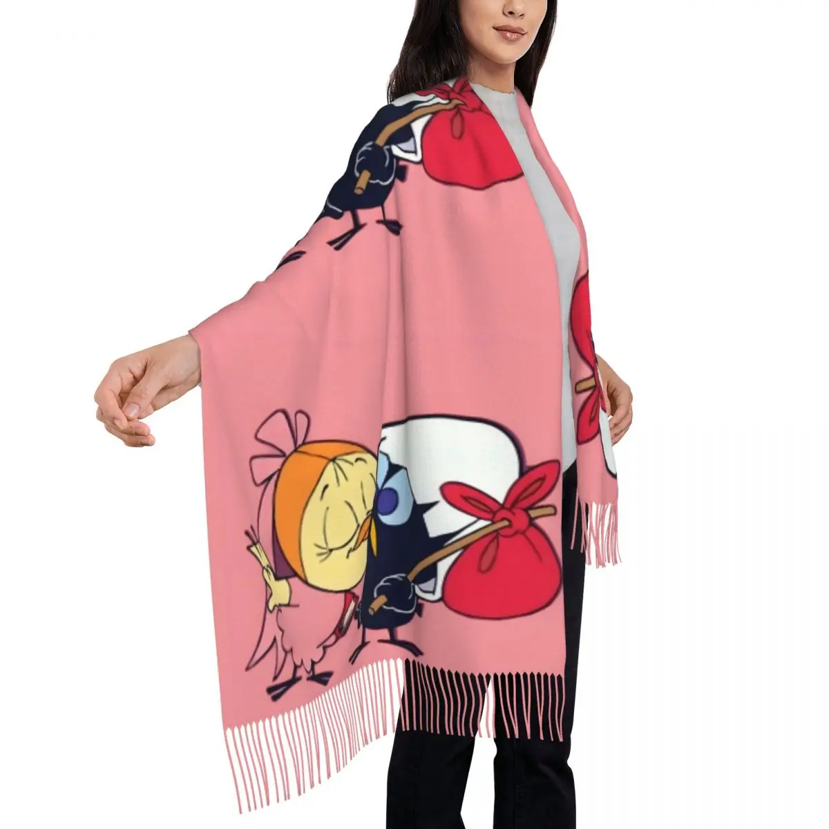 تخصيص كاليميرو مانغا أنيمي وشاح التفاف للنساء شتاء طويل دافئ شرابة شال للجنسين إيطاليا التلفزيون الكرتون الأوشحة #4