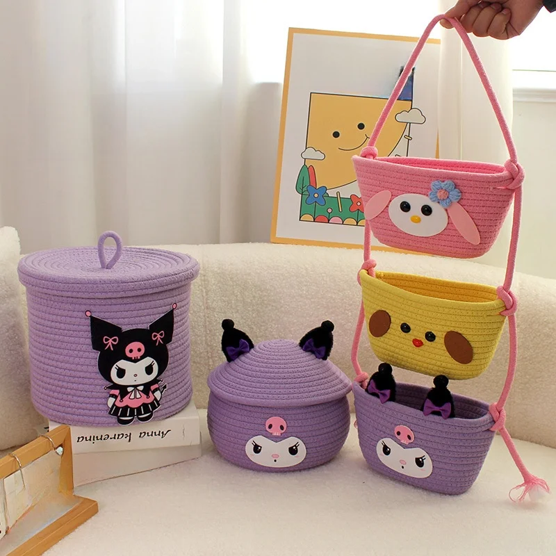かわいい黒子のバスケットボールチーム収納バスケット-蓋付き-織り綿ロープ-リビングルーム雑貨-おもちゃオーガナイザー-装飾