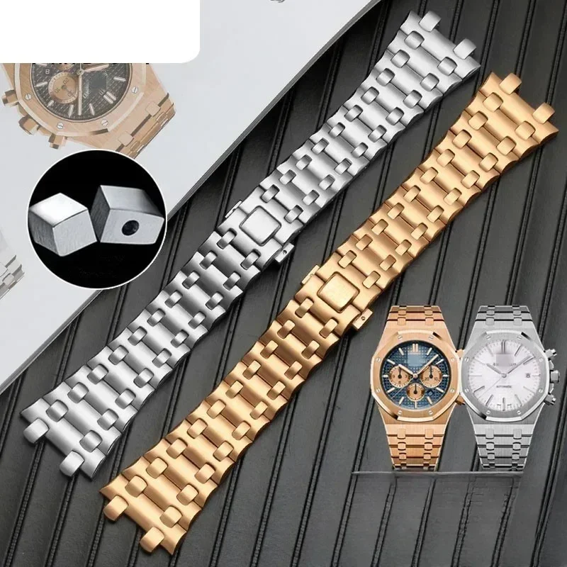 

For Audemars Piguet Royal Oak Offshore Series AP15400 15407ST Watch Strap Anti-Rust Double Press Butterfly Buckle Watchband 28mm