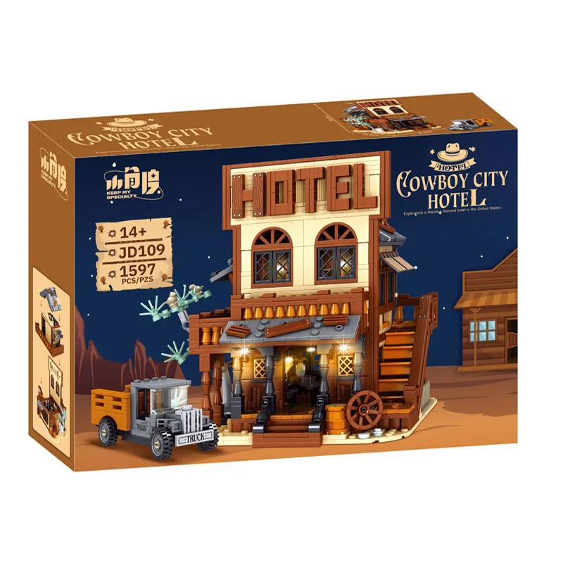 

IN STOCK JD109 MOC Construction Western Hotel Building Blocks Bricks Assembling Model DIY Toys for Boys Christmas Gift Set
