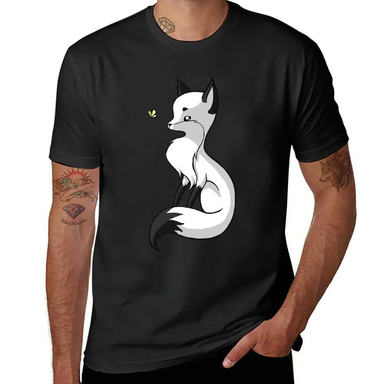 

Fox and a Butterfly T-Shirt blue archive summer tops Man t-shirt tops mens tall t shirts
