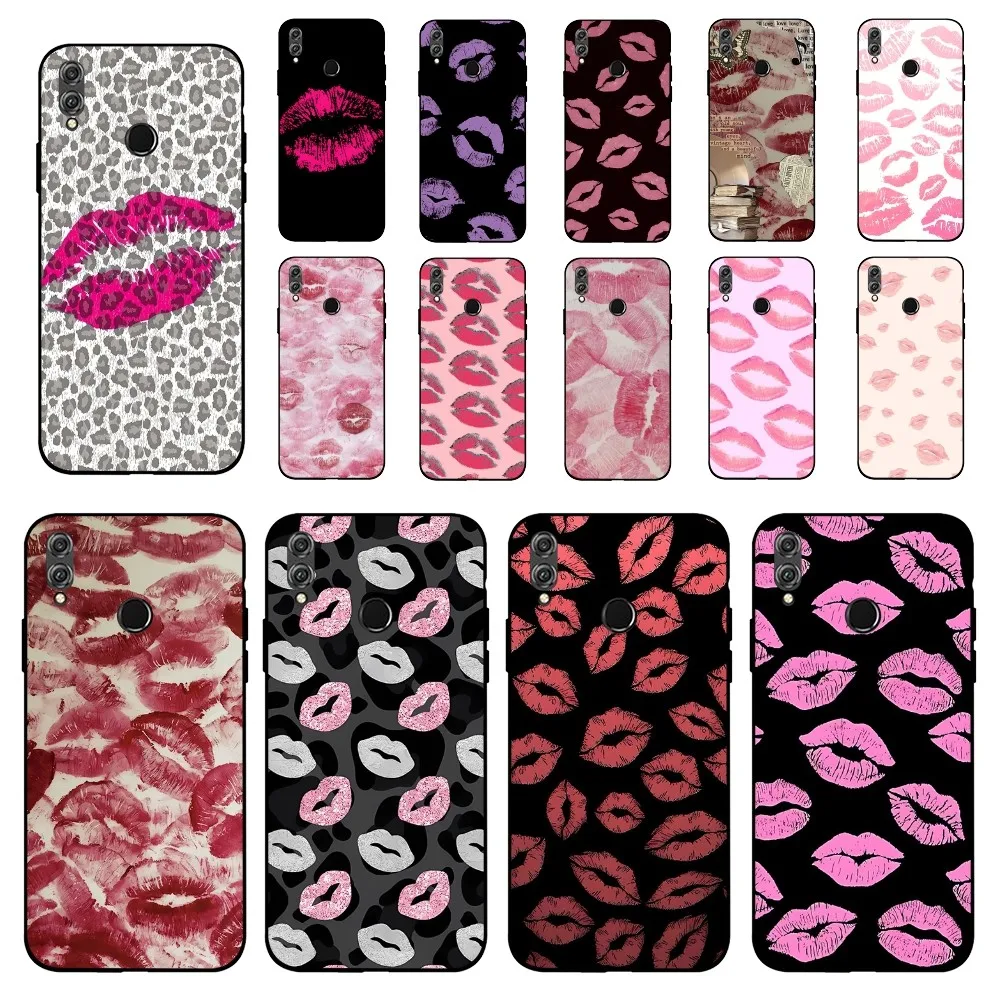 Sexy Girl Red Lips Kiss Phone Case For Huawei Honor 10 Lite 9 20 7A 9X 30 50 60 70 Pro Plus Soft Silicone Cover