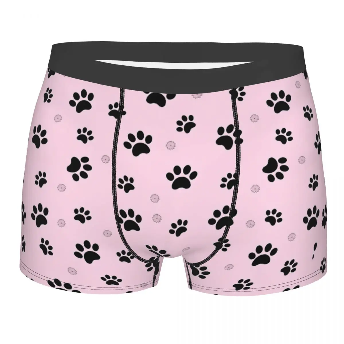 

Men Dog Paw Pink Mens Underwear Novelty Boxer Boy Shorts Panties Homme Polyester Underpants Plus Size Gay Mens