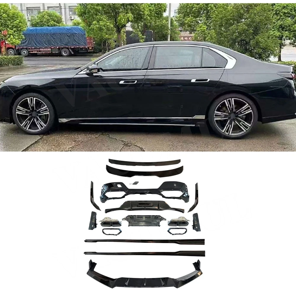 

For BMW 7 Series G70 Sport 2023+ ABS Front Bumper Lip Rear Spoiler Wing Rear Diffuser With Exhaust Tips Side Skirts Bodykits