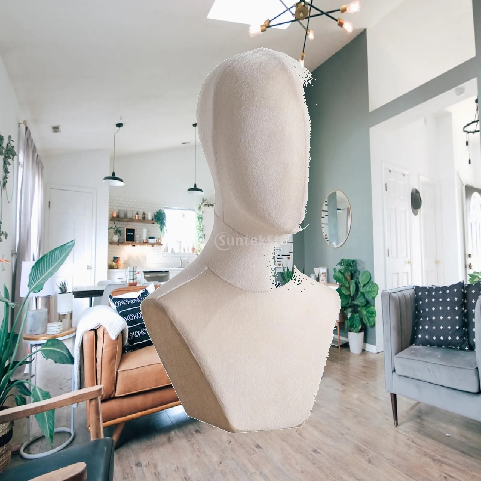 Faceless Mannequin Head Hat Holder with Velvet Cover for Wig Display Jewelry Showcase Stable Base