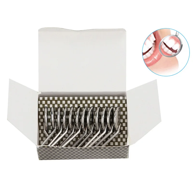 Dental Oral Mirror Lens Stainless Steel Material 12Pcs/Box 4# 5# Sizes Optional For Oral Observation Work