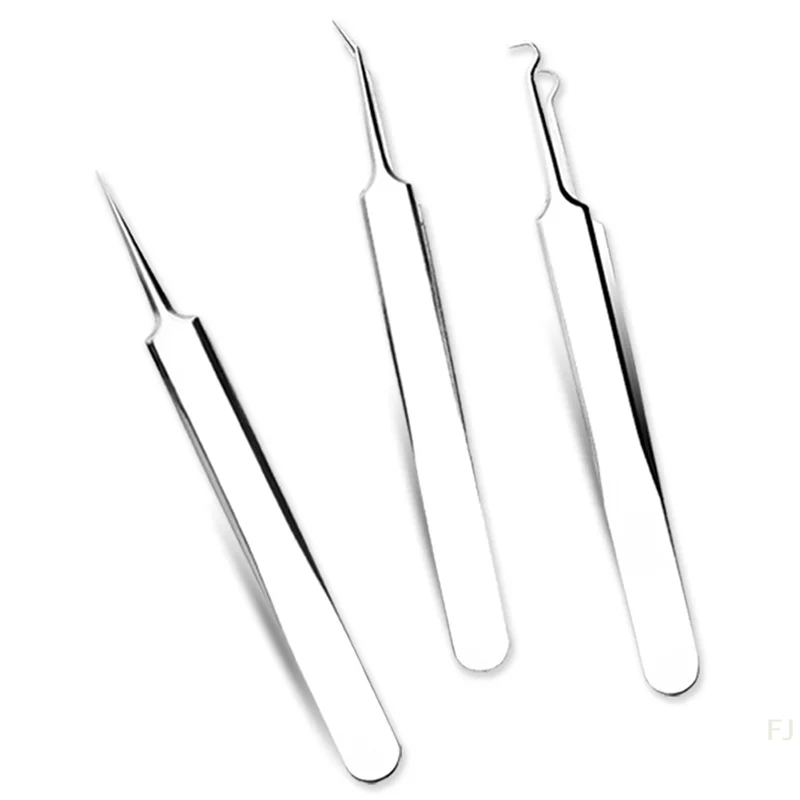 [YU]Needle Tweezers Blackhead Pimples Removal Pointed Bend Head Face Care Tools