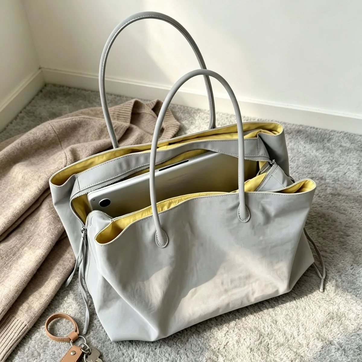 CGCBAG Lage Capacity Tote Bags Multi-Compartment Waterproof Nylon Shoulder Gym Bag Simple Commuting Handbags Laptop Bag