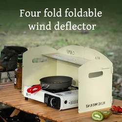 Outdoor Folding Gas Stove Windshield Stainless Steel Four-fold Cassette Windproof Shield Camping BBQ Burner Windscreen