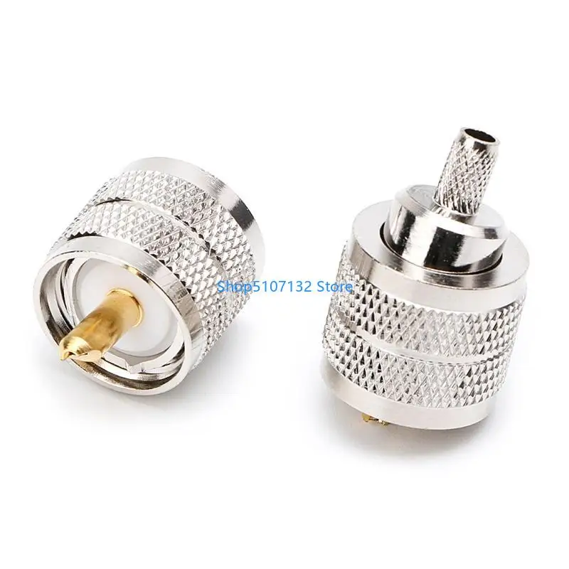 87HD 10PCS UHF Male PL259 Plug Crimp RG58/142 LMR195 RG400 Screwed Coupling Connector
