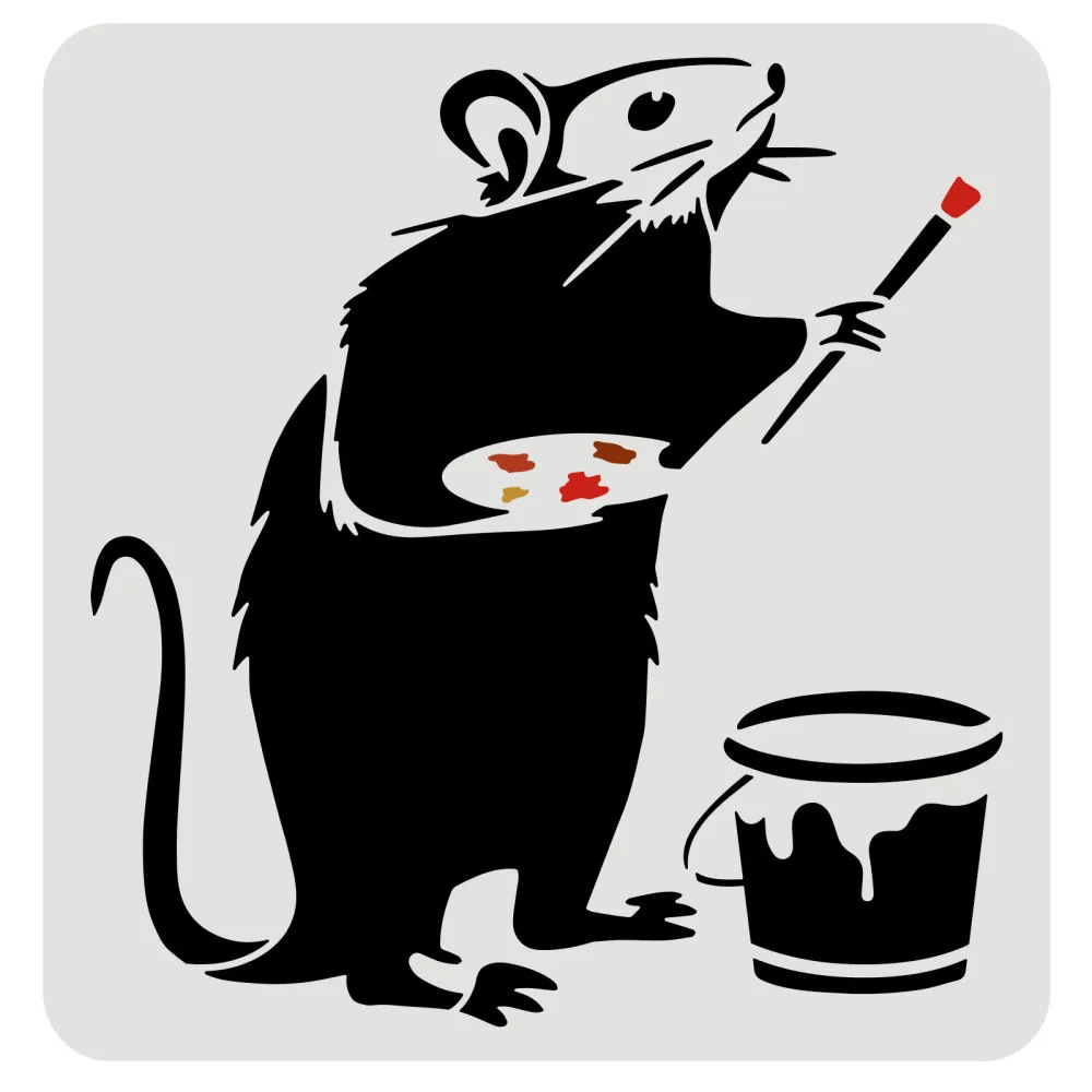 Banksy Rat Stencils Plastic Graffiti Banksy Painting Mouse Stencil Prints Stencil Reusable Mouse for Painting on Wood Floor Wall