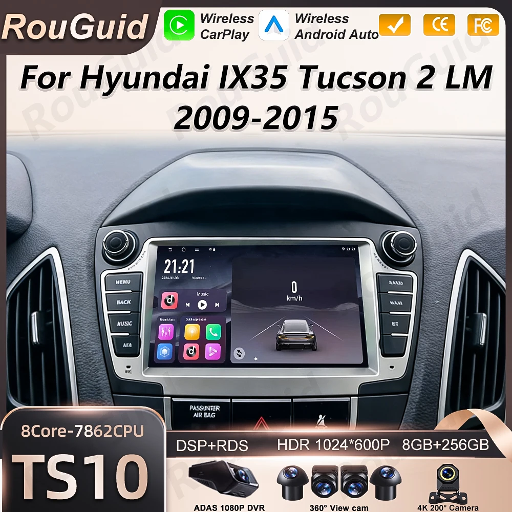 Android Auto Car Radio For Hyundai IX35 Tucson 2 LM 2009 - 2015 Carplay Multimedia Player Car Stereo BT Wifi 5G Touch Screen DSP