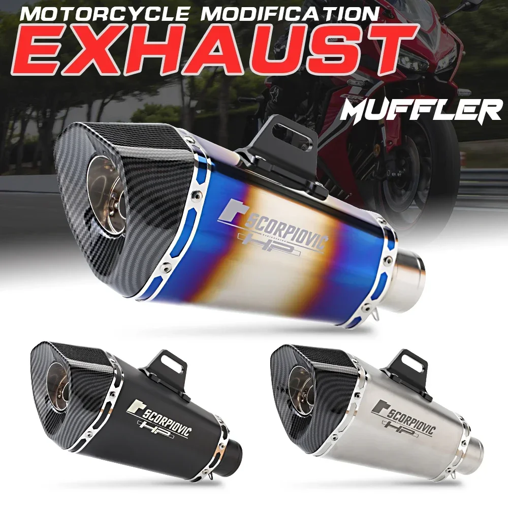 Motorcycle modified exhaust pipe universal small hexagon muffler R6 FZ8 DUKE390 R25 MT07 MT09 YZF R1 R6 with DB Killer