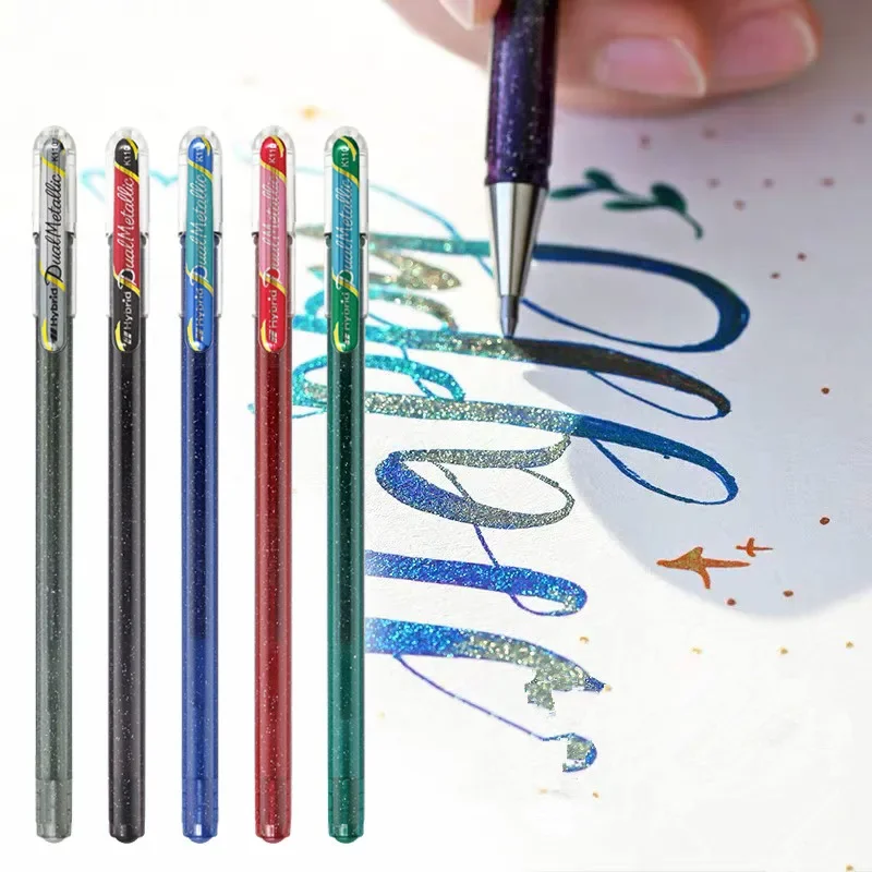 1pc Pentel K110 K108 Hybrid Shiny Colour Two-color Mixed Glitter Gel Pen Milk Color 0.8/1.0mm Card Decorative Painting Design